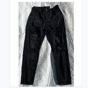 American Eagle Outfitters Black Destroyed Mom Jean Size 2
